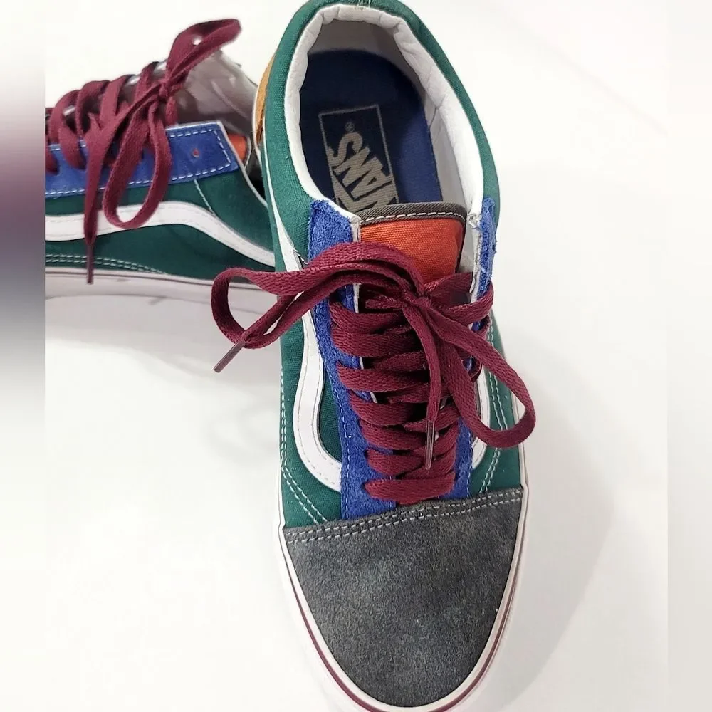 VANS Old Skool Yacht Club Sneakers Blue Green Yellow Colorblock 8.5M/10W EUC